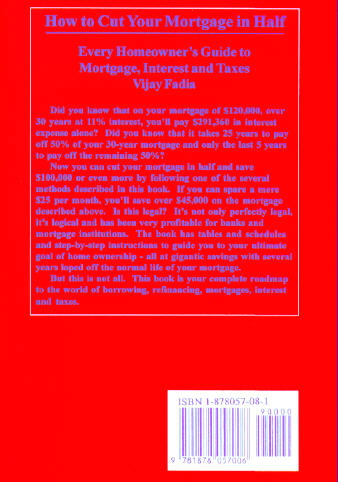 Back Cover of Book - HOW TO CUT YOUR MORTGAGE IN HALF