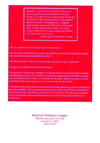 Back Cover of Book - The Durable Power of Attorney Kit
